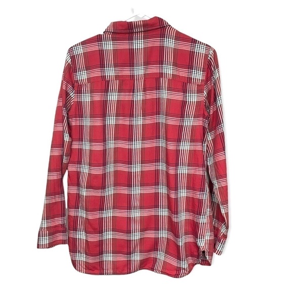 madewell Ex-Boyfriend Red Navy Plaid Button Down Cotton Hi-Lo Casual Top, Small - Picture 4 of 9